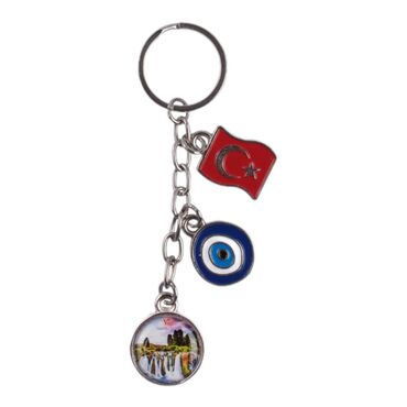 Van Themed Metal Evil Eye Enamel Keychain