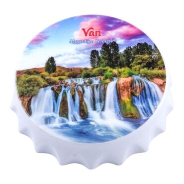 Van Themed Customised Uv Printed Bottle Cap Shaped Plastic Base Bottle Opener 63x15 mm