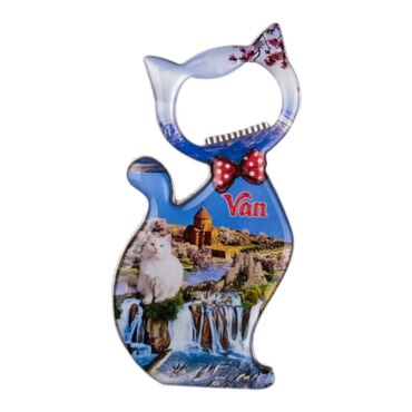 Myros - Van Themed Cat Shaped Metal Magnetic Bottle Opener 97x48 mm