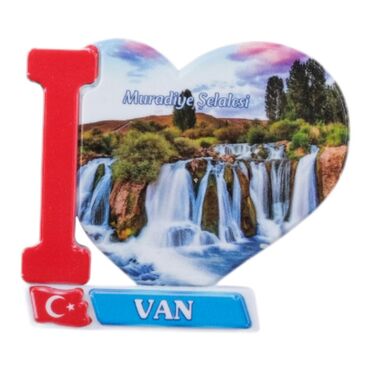 Van Themed Customised UV Printed Plastic Base Heart Shaped Fridge Magnet 86x62 mm - Thumbnail