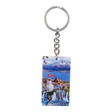 Van Themed Customised UV Printed Plastic Base Rectangle Keyring 31x106 mm - Thumbnail