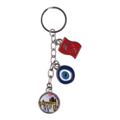 Van Themed Metal Evil Eye Enamel Keychain