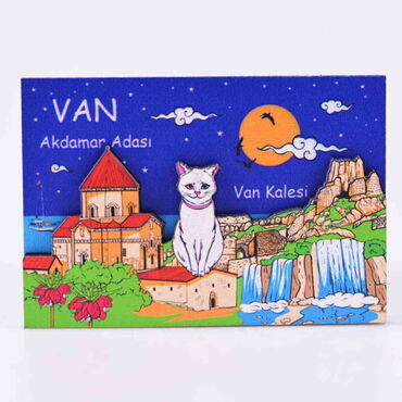 Van Themed Wooden Customised 2D Souvenir Fridge Magnet - Thumbnail