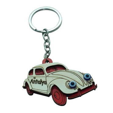 Vehicle Themed Wooden Custom Printed Wooden Keyring - Thumbnail