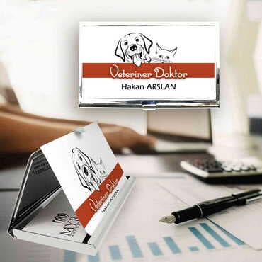 Veterinary Themed Customised Metal Card Holder 94x60x8 mm