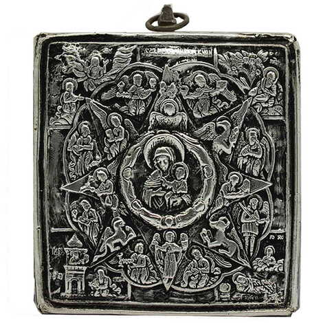 Virgin Mary Of Boiler Handmade Silver 950 Icon 100x90 mm