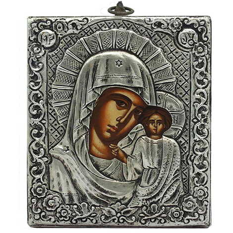 Virgin Mary Of Boiler Handmade Silver 950 Icon 125x110 mm