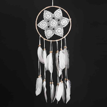 White Lace Hexagram Dreamcatcher - Thumbnail