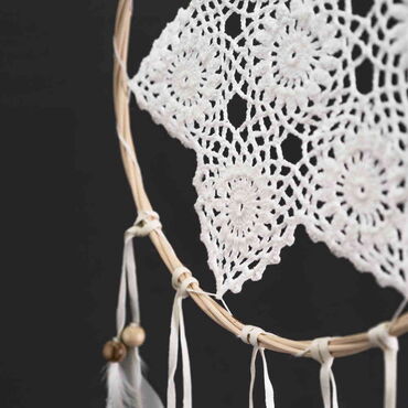 White Lace Hexagram Dreamcatcher - Thumbnail