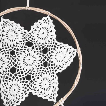 White Lace Hexagram Dreamcatcher - Thumbnail