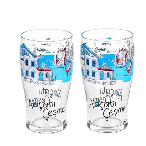 Wholesale Alaçatı Themed Beer Glass Set of 2 - 2