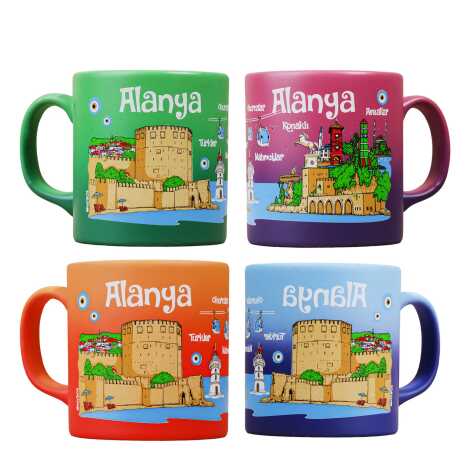 Wholesale Alanya Themed Ceramic Color Printed Mug Model C 82x90 mm - 3