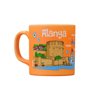Wholesale Alanya Themed Ceramic Color Printed Mug Model C 82x90 mm - 5