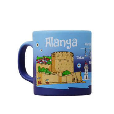 Wholesale Alanya Themed Ceramic Color Printed Mug Model C 82x90 mm - 7