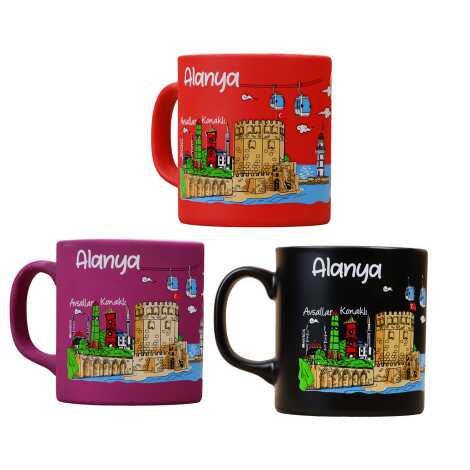 Wholesale Alanya Themed Ceramic Colorful Printed Mug Model B 82x90 mm - 3