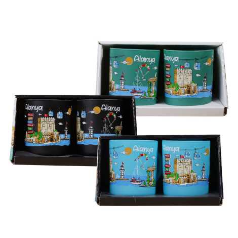 Wholesale Alanya Themed Glass Mug Set of 2 - 3