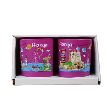 Wholesale Alanya Themed Glass Mug Set of 2 - 4
