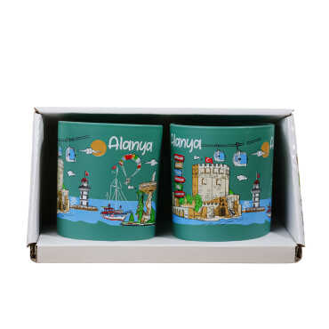 Wholesale Alanya Themed Glass Mug Set of 2 - 5