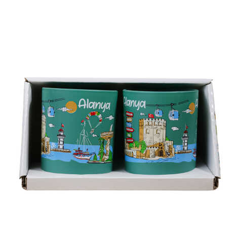 Wholesale Alanya Themed Glass Mug Set of 2 - 5