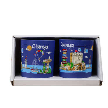 Wholesale Alanya Themed Glass Mug Set of 2 - 6