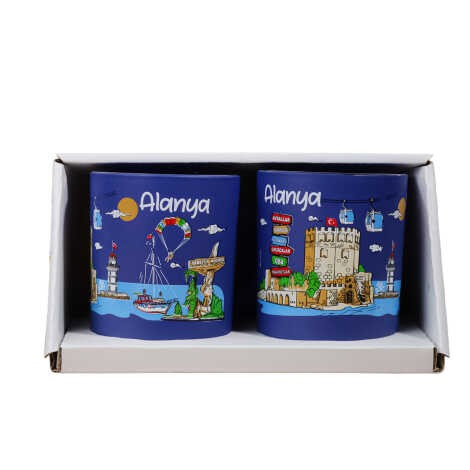 Wholesale Alanya Themed Glass Mug Set of 2 - 6