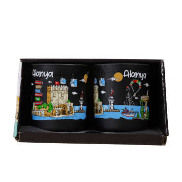 Wholesale Alanya Themed Glass Mug Set of 2 - 7