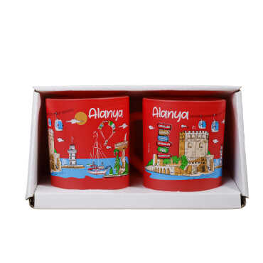 Wholesale Alanya Themed Glass Mug Set of 2 - 9