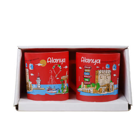 Wholesale Alanya Themed Glass Mug Set of 2 - 9