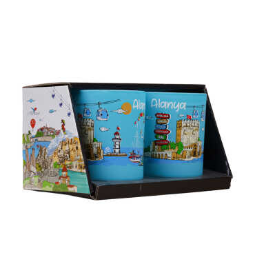 Wholesale Alanya Themed Glass Mug Set of 2 - 2