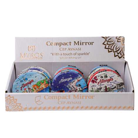 Wholesale Alanya Themed Myros Round Pocket Mirror - 3