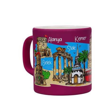 Wholesale Antalya Region Themed Ceramic Colorful Printed Mug Model B 82x90 mm - 3