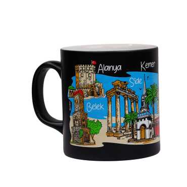 Wholesale Antalya Region Themed Ceramic Colorful Printed Mug Model B 82x90 mm - 4