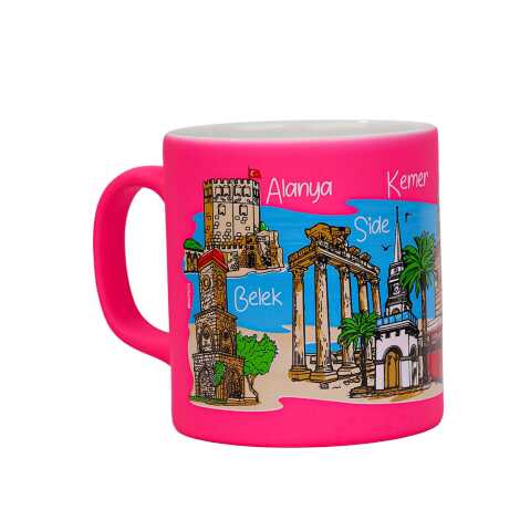 Wholesale Antalya Region Themed Ceramic Colorful Printed Mug Model B 82x90 mm - 5