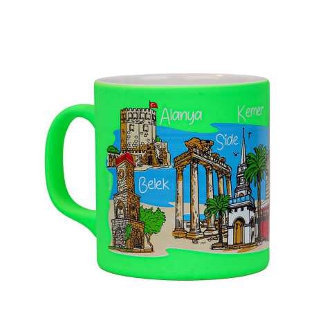 Wholesale Antalya Region Themed Ceramic Colorful Printed Mug Model B 82x90 mm - 6