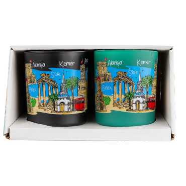 Wholesale Antalya Themed Glass Mug Set of 2 - 1