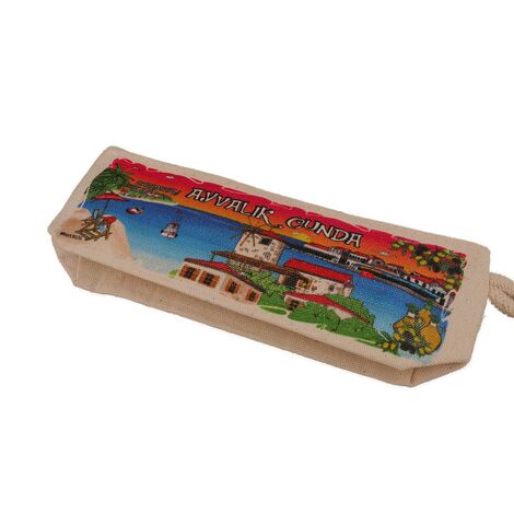 Wholesale Ayvalık Themed Myros Canvas Pencil Case 90*220*45 mm - 2