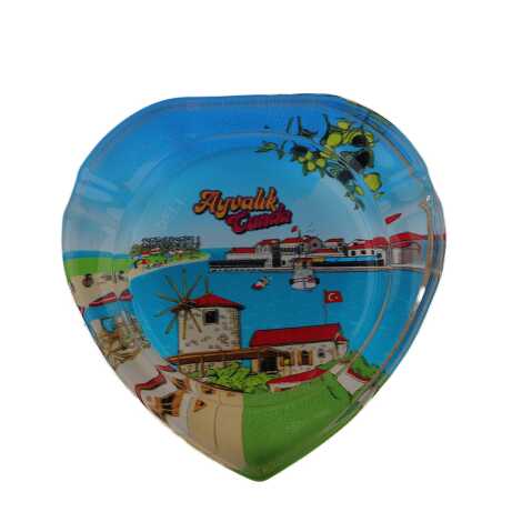 Wholesale Ayvalık Themed Myros Heart Glass Ashtray - 2