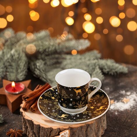Wholesale Black Christmas Themed Coffee Cup - 2