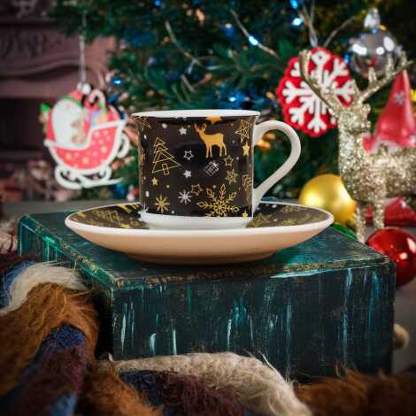 Wholesale Black Christmas Themed Coffee Cup - 1