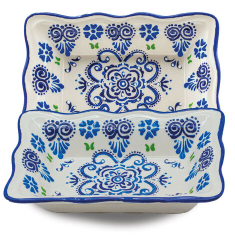 Wholesale Blue and White Rectangular Snack Bowl - 1