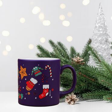 Wholesale Blue Snowman Themed New Year Ceramic Mug - 1