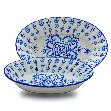 Wholesale Blue White Oval Snack Bowl - 1