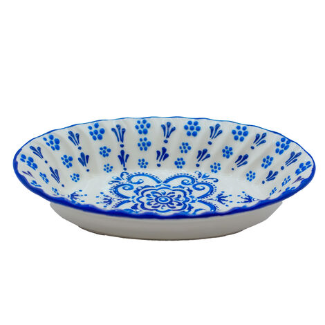 Wholesale Blue White Oval Snack Bowl - 6
