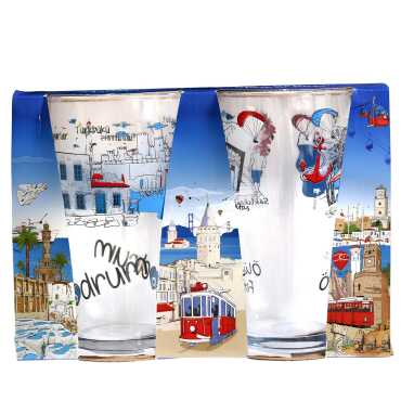 Wholesale Bodrum Themed Beer Glass Set of 2 - Myros