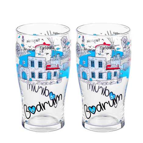Wholesale Bodrum Themed Beer Glass Set of 2 - 2