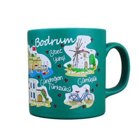Wholesale Bodrum Themed Ceramic Colorful Printed Mug Model B 82x90 mm - 2