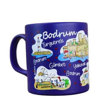 Wholesale Bodrum Themed Ceramic Colorful Printed Mug Model B 82x90 mm - 6