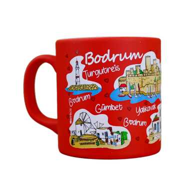 Wholesale Bodrum Themed Ceramic Colorful Printed Mug Model B 82x90 mm - 7