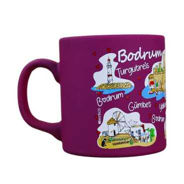 Wholesale Bodrum Themed Ceramic Colorful Printed Mug Model B 82x90 mm - 8