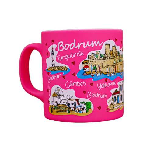 Wholesale Bodrum Themed Ceramic Colorful Printed Mug Model B 82x90 mm - 11